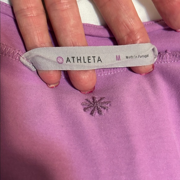 Athleta Purple V-Neck Athletic Long Sleeve Top - Picture 3 of 3
